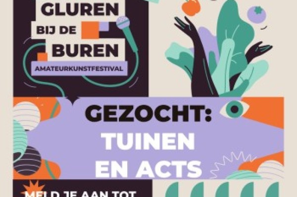 Afbeelding over: Gezocht: Tuinen en acts voor de eerste editie van amateurkunst festival Gluren bij de Buren in Leeuwarden